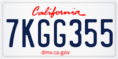 CA license plate 7KGG355