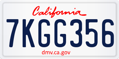 CA license plate 7KGG356