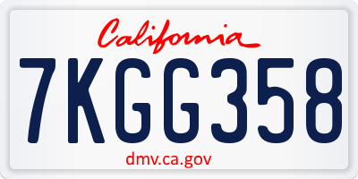 CA license plate 7KGG358