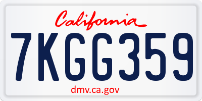 CA license plate 7KGG359