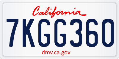 CA license plate 7KGG360
