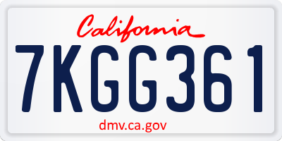 CA license plate 7KGG361