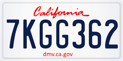 CA license plate 7KGG362