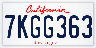 CA license plate 7KGG363