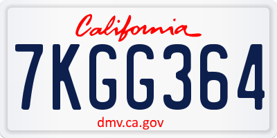 CA license plate 7KGG364