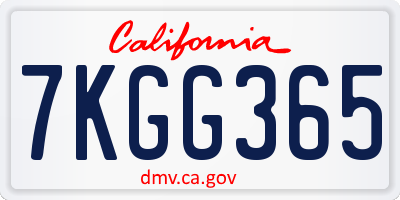CA license plate 7KGG365