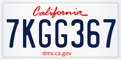 CA license plate 7KGG367