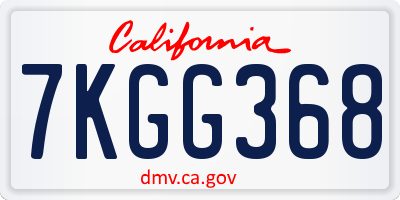 CA license plate 7KGG368
