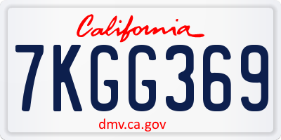 CA license plate 7KGG369