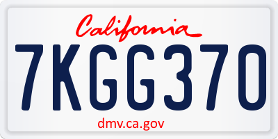 CA license plate 7KGG370