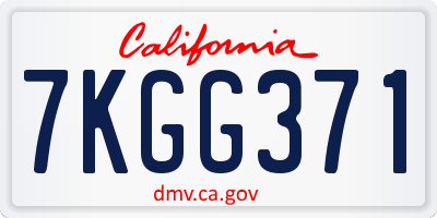 CA license plate 7KGG371