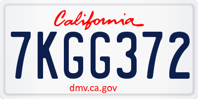 CA license plate 7KGG372