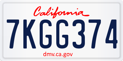 CA license plate 7KGG374