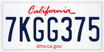 CA license plate 7KGG375