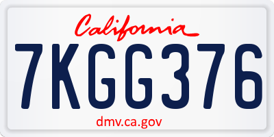 CA license plate 7KGG376
