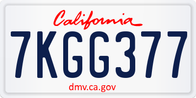 CA license plate 7KGG377