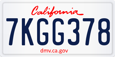 CA license plate 7KGG378
