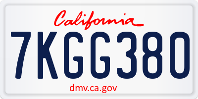 CA license plate 7KGG380