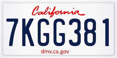 CA license plate 7KGG381