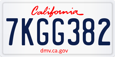 CA license plate 7KGG382