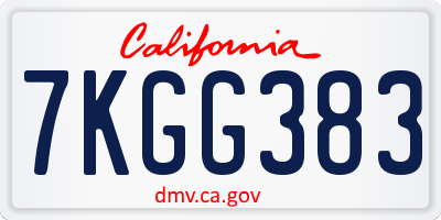 CA license plate 7KGG383