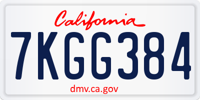 CA license plate 7KGG384