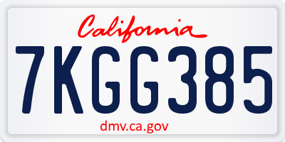 CA license plate 7KGG385