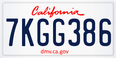 CA license plate 7KGG386