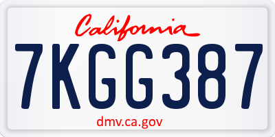 CA license plate 7KGG387
