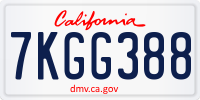 CA license plate 7KGG388