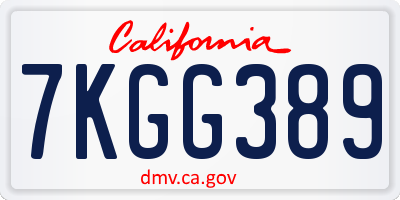 CA license plate 7KGG389