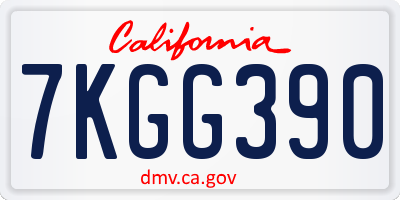 CA license plate 7KGG390