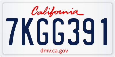CA license plate 7KGG391
