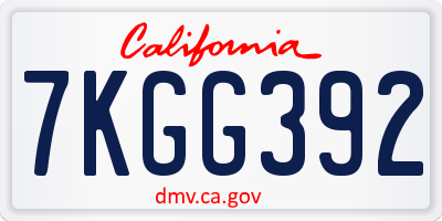 CA license plate 7KGG392