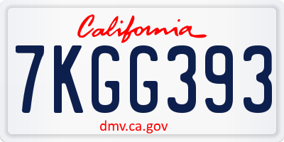 CA license plate 7KGG393
