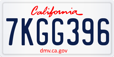 CA license plate 7KGG396