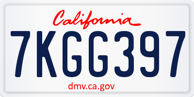 CA license plate 7KGG397
