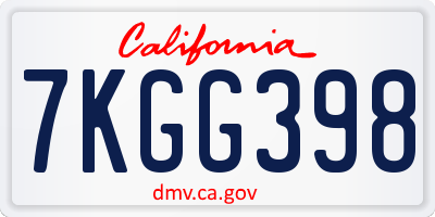 CA license plate 7KGG398