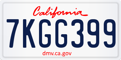 CA license plate 7KGG399