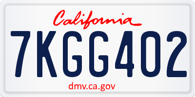 CA license plate 7KGG402