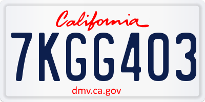 CA license plate 7KGG403