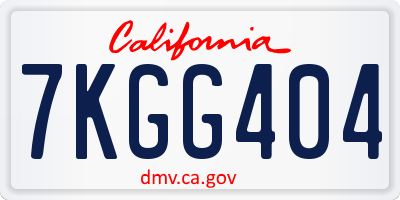 CA license plate 7KGG404