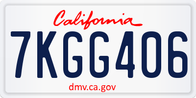 CA license plate 7KGG406