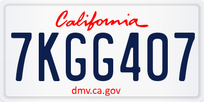 CA license plate 7KGG407