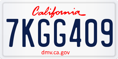 CA license plate 7KGG409