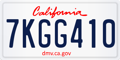CA license plate 7KGG410