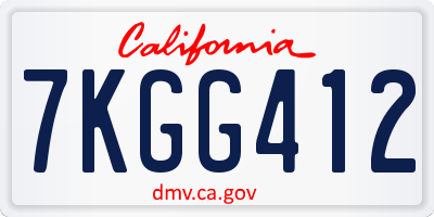 CA license plate 7KGG412