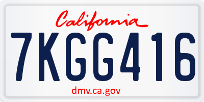 CA license plate 7KGG416