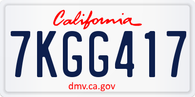CA license plate 7KGG417