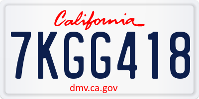 CA license plate 7KGG418